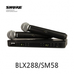 SHURE BLX288/SM58 BLX 듀얼채널 무선 핸드 마이크 시스템 SM58 캡슐 적용