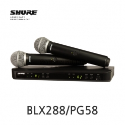 SHURE BLX288/PG58 BLX 듀얼채널 무선 핸드 마이크 시스템 PG58 캡슐 적용
