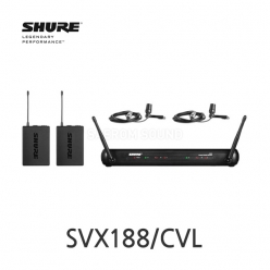 SHURE SVX188/CVL SVX 듀얼 채널 무선 핀 마이크 시스템 SVX1 CVL 각각 2개 포함