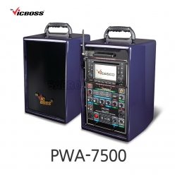 빅보스 VICBOSS PWA-7500 300W 충전식 휴대용 앰프스피커 1CH CD 모니터 케리어